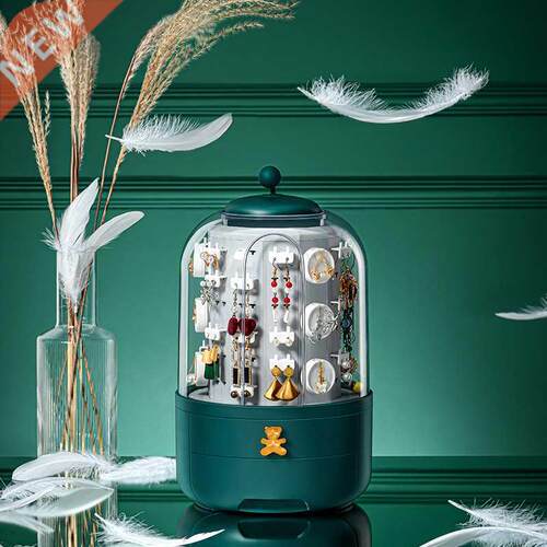 WE White 60 Rotating Jewelry Organizer Cosmetic Storage Box
