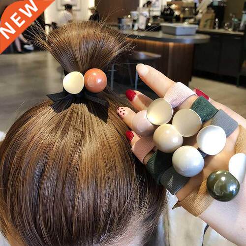 Korea Style Hair Ropes Cute Simple Width Color Metal Ball El