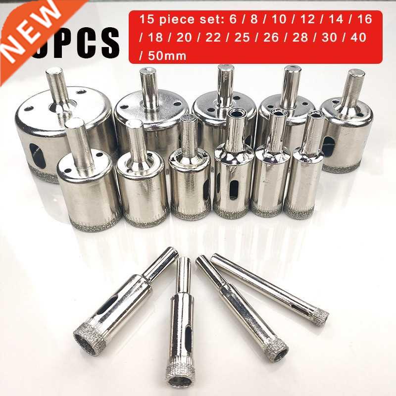 15pcs 6-50mm Diamond Coated Hss Drill Bit Set Tile Marble Gl