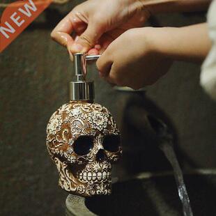 Flower Skull Bottle Soap Dispenser Vintage Resin Statue