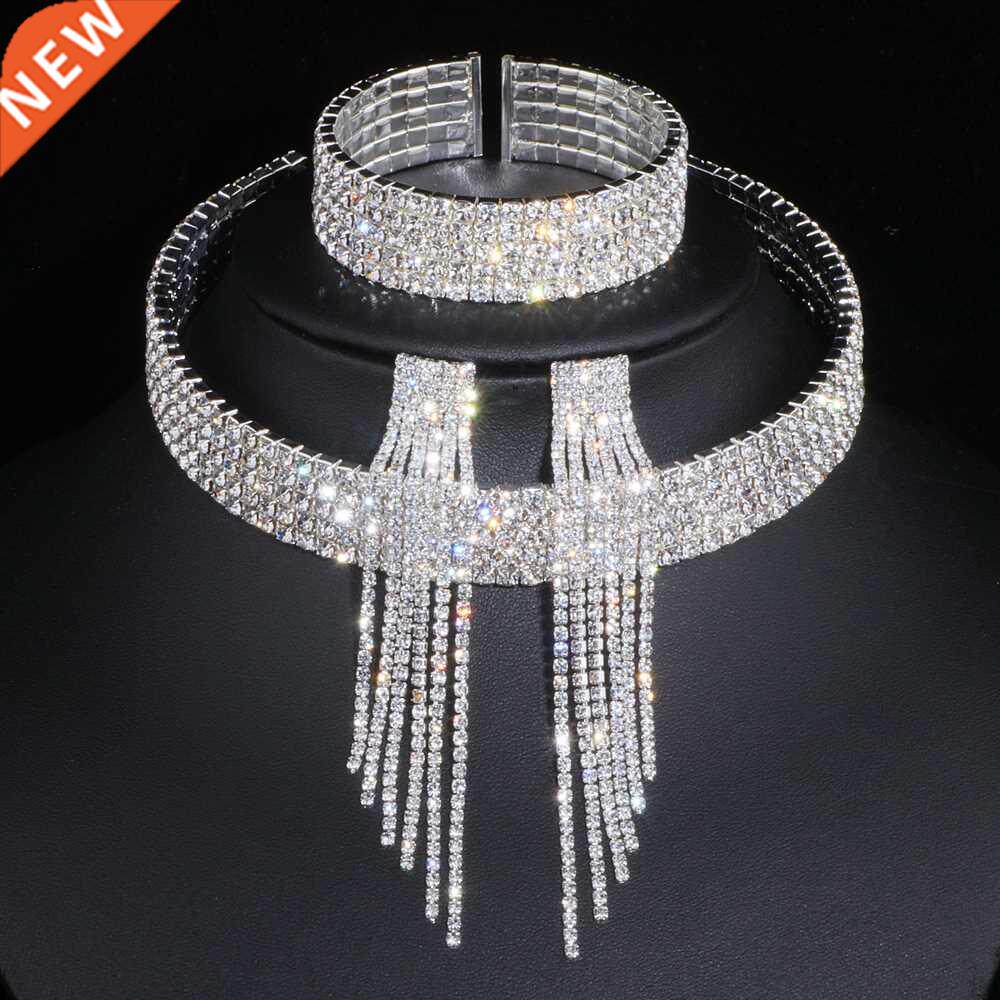 Classic Elegant Tassel Crystal Bridal Jewelry Sets African R