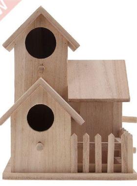Traditional Natural Wood Bird Nesting Box Wooden Bird House