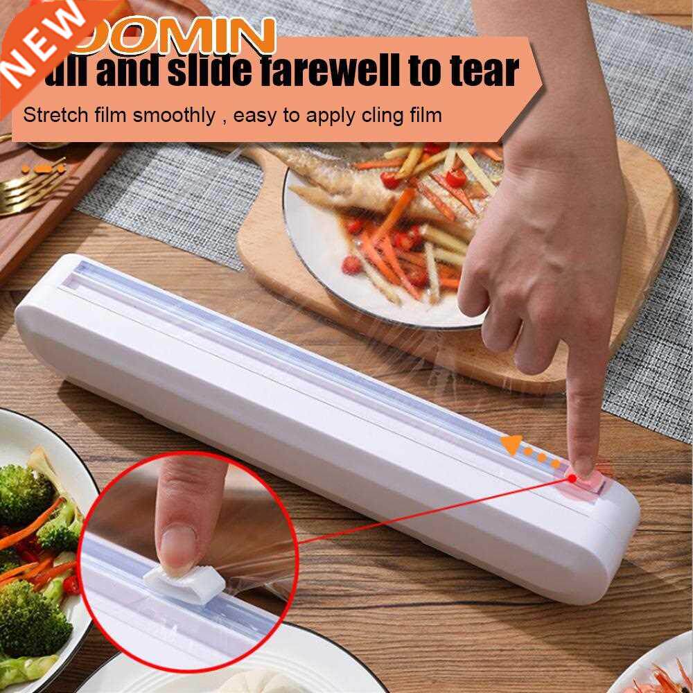 HOOMIN Kitchen Tool Food Wrap Cutter Punch-free Fixing