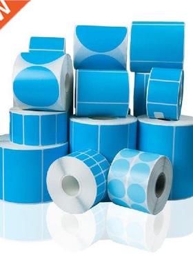 Blue Thermal barcode Sticker Round Packing Seal Label