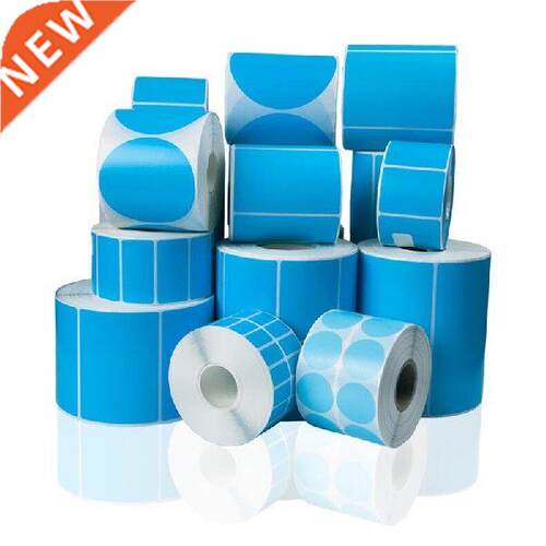 Blue Thermal barcode Sticker Round Packing Seal Label