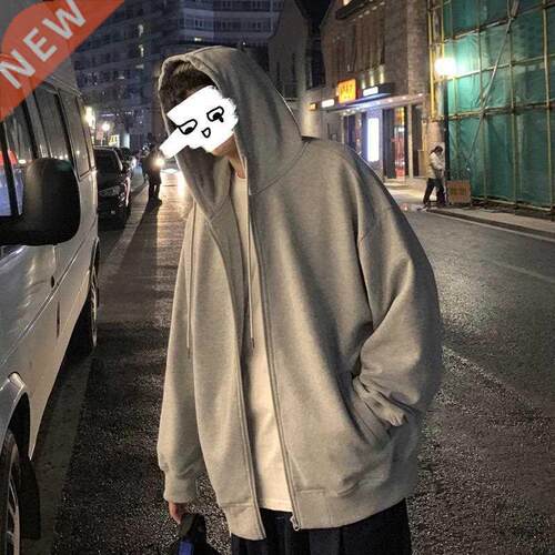 Men Comfy Pure Zip up Hoodies Autumn Fleece Hooded Sweatshir