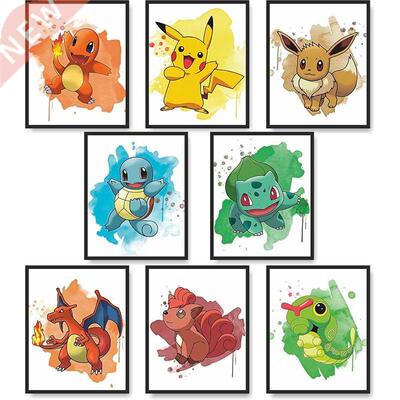 Pokemon Anime Watercolor Painting Pikachu Posters and Print