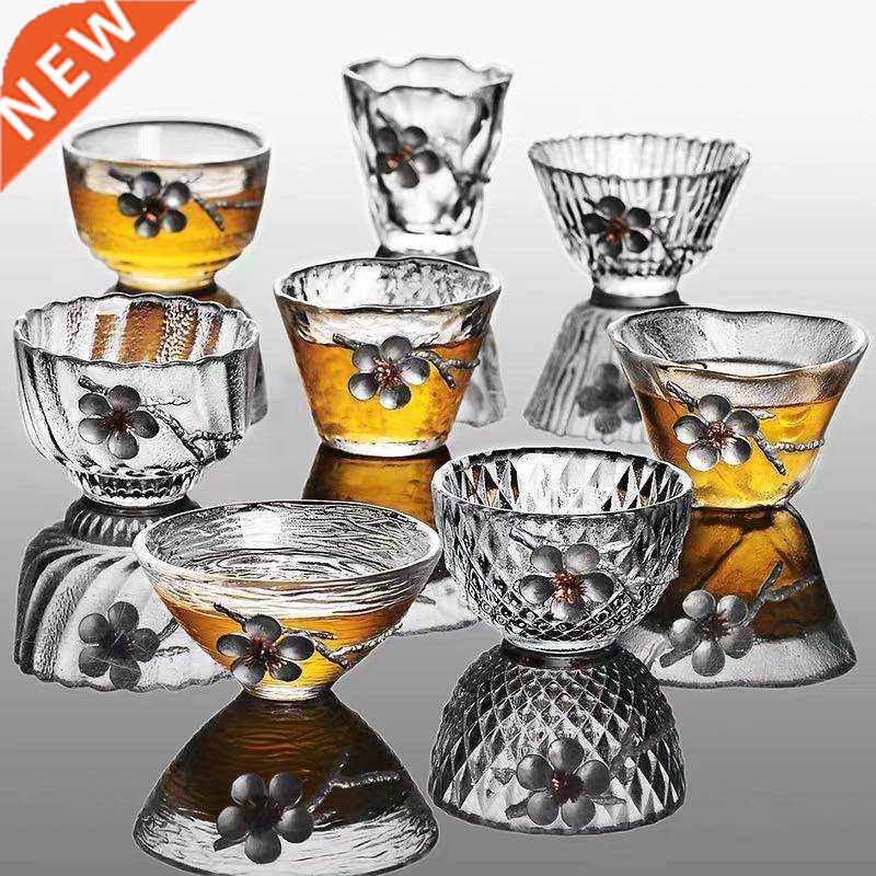 Small teacup hammer-printed heat-resistant glass cup simple