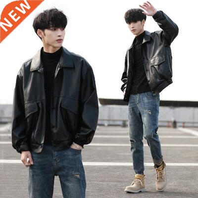2020 Mens Loose Style Jacket Motorcycle Biker Leather Jacket