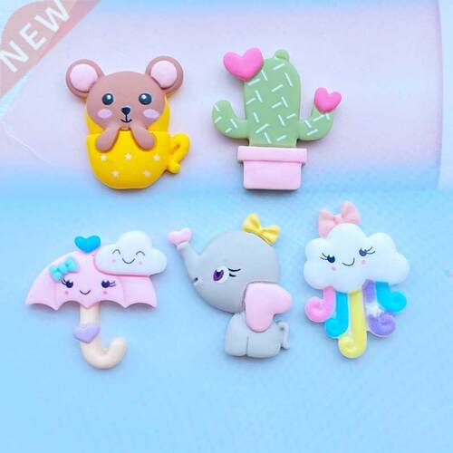 10Pcs Kawaii Resin Mixed Cartoon Animal Series Flat Back Cab