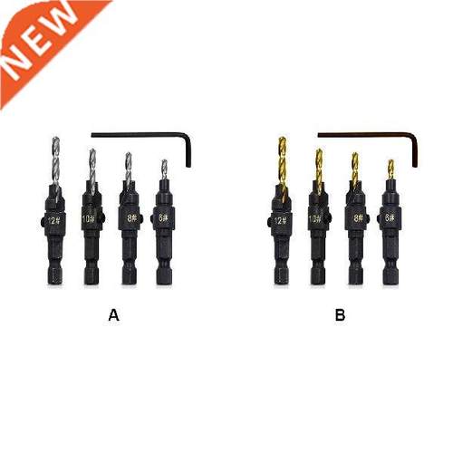 Pack of 4 Countersink Drill Bit Set Woodworking 1/4 Inch