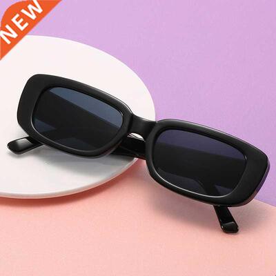 Vintage Black Square Sunglasses Woman Luxury Brand Small Rec