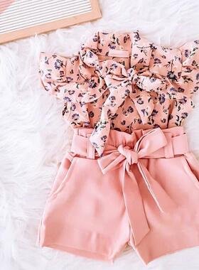 1-6Y Fashion Baby Clothing Sets Kids Girls Floral Print Shir