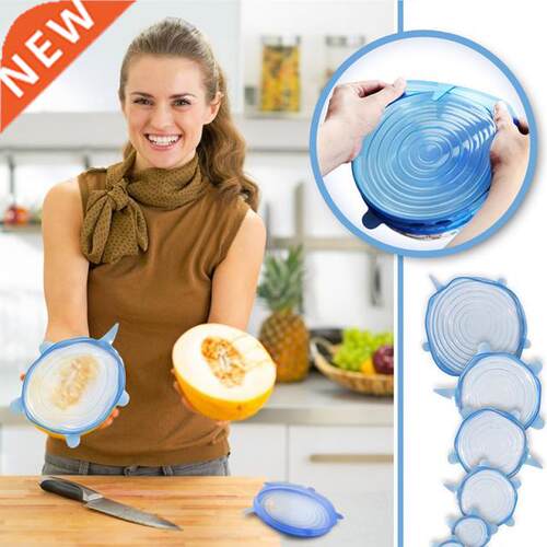6 pcs/lot Silicone Stretch Lids Food Wrap Bowl Pot Lid Silic