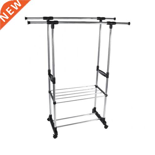 Adjustable Rolling Garment Rack Clothes Storage Drying Hangi