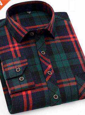 2021 Autumn New Casual Men's Flannel Plaid Shirt Brand Male