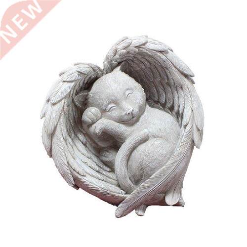 Angel Cat Figurines Memorial Sleeping Pet In Wing Angel