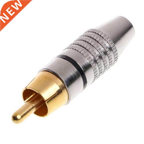 10 Pcs RCA Plug Audio Video Locking Cable Connector Gold Pla