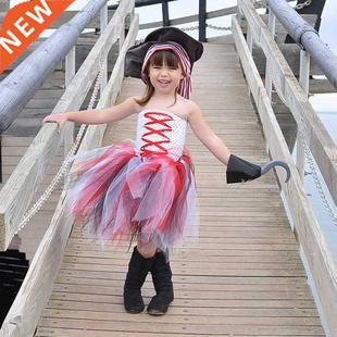 Children Pirate Design Cosplay Tutu Dress Kids Girl Summer