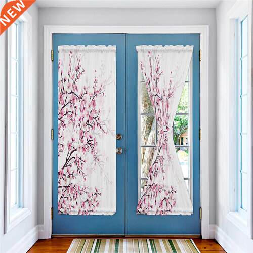 Cherry Blossom Plum Branch Pink White Luxury Door Curtain