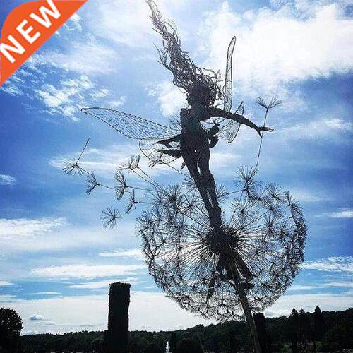 Fairy And Dandelion Dance Together Sculpture Outdoor Garden