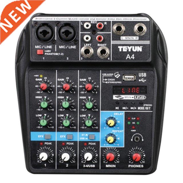 4-Channel Sound Card Mixer Conference Audio USB Bluetooth Re