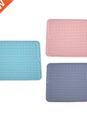Collapsble Slcone Dsh Dranng Mat Wavy Lne Heat