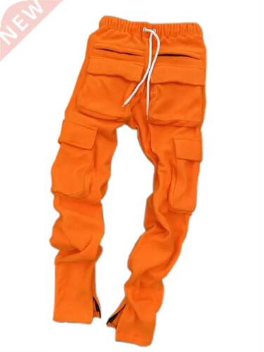 Men Oversized Cargo Pants Sreetwear Long Step Pants Solid co