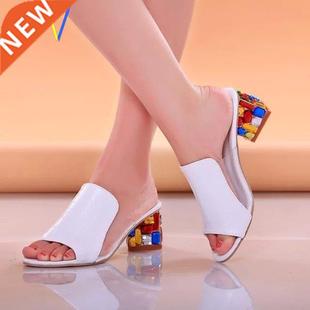 2022 Ladies Summer Slippers Shoes Women high Heels Sandals
