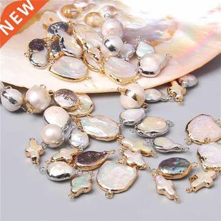 3pcs Natural Freshwater Pearls Connector Pendants Double Hol