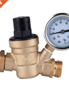 Brass Water Pressure Regulator 3/4 Lead-Free with Gauge Adju