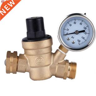 Brass Water Pressure Regulator 3/4 Lead-Free with Gauge Adju