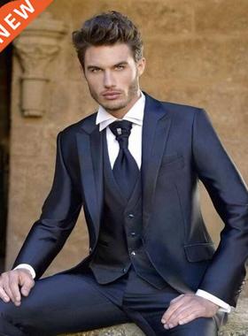 2022 Tailor Made Suit Classic Navy Blue Single Breasted Men
