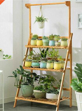 3-Tier Hanging Plant Stand Storage Shelf Folding Flower Pot