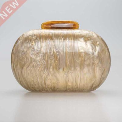 Pearl Acrylic Clutch Marble HandBags Egg Shape Women Evening