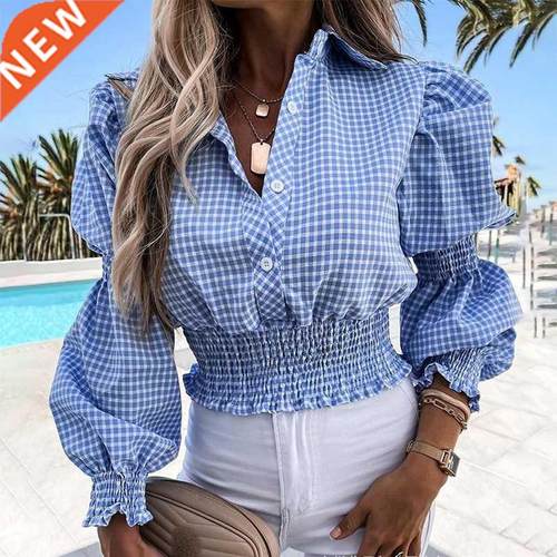 shirt women Long Sleeve elegant Blouses Solid shirts Lapel