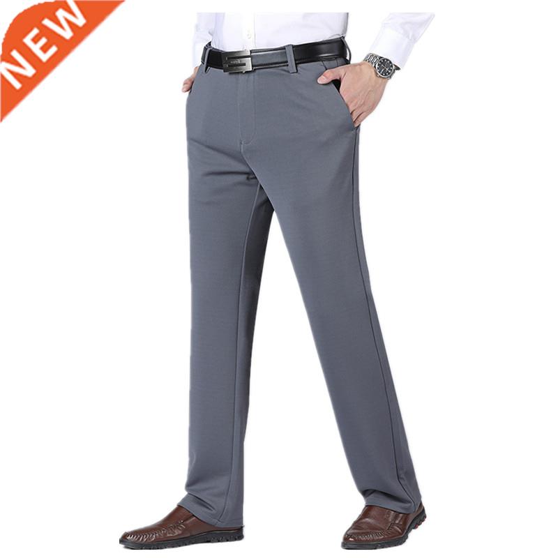 Formal Pants Men Thick Autumn Black Blue Grey Elastic Sretch