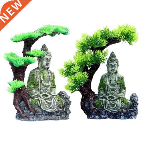 Aquarium Fish Tank Decorations Decor Set Moss Zen Buddha