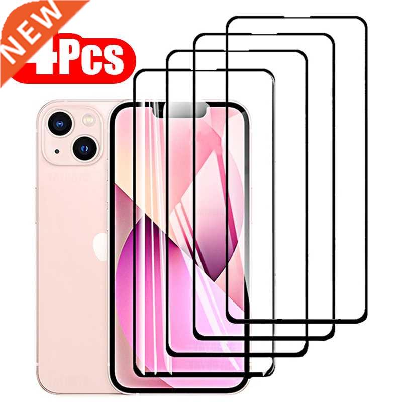 4Pcs Full ver Protective Glass On For iPhone 13 12 11 Pro Ma