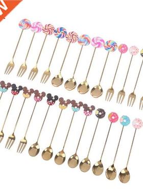 4pcs Stainless Steel Donuts Candy Spoon Forks Kitchen Tablew