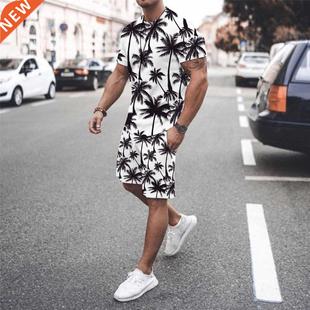 New Summer Fashion Men's 2 Piece Set Tracksuits Casual Short