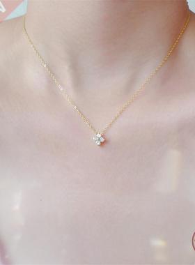 925 Sterling Silver European Simple Crystal Flower Pendant C