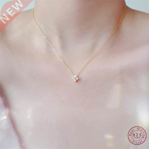 925 Sterling Silver European Simple Crystal Flower Pendant C