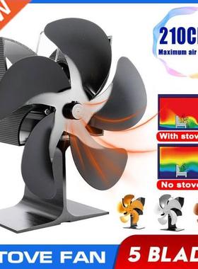 Black Freplace 5 Blades Freplace Stove Fan Heat Powered S