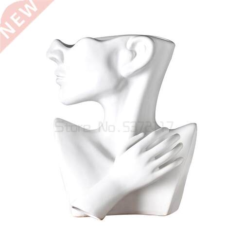 Classic Black White Ceramics Vase Human Head Abstract Half