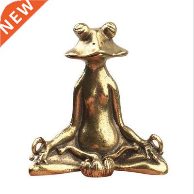 Retro Brass Meditate Zen Buddhism Frog Statue Small