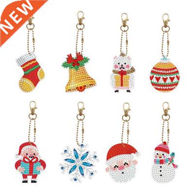 8pcs  Chrstmas Keychan Gft Santa Claus Snowman Tree Pe