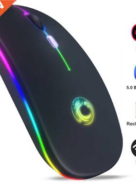 RGB Wireless Mouse Wireless Bluetooth 5.0 Mouse Computer Sil
