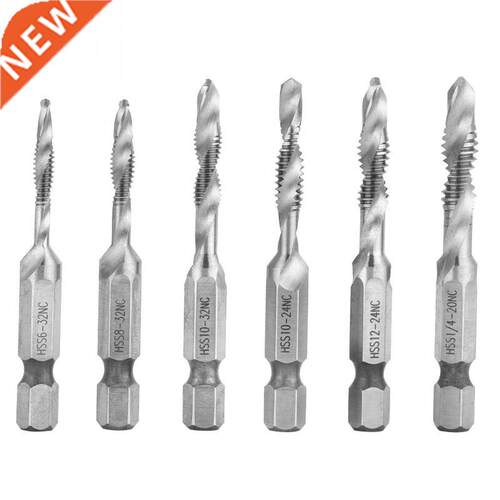 of 6pcs Drill Bits 14in Hex Shank Combination Screw Tap Dril