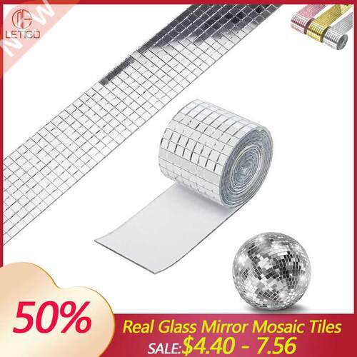 Self-Adhesive Real Glass Mirror Mosaic Tiles Mini Square Rou